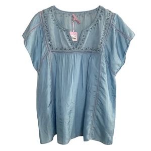 Calypso St. Barth Embroidered Silk Blouse